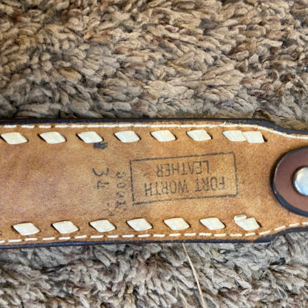 Fort Worth Leather Western Cowboy Belt 34 Brown Tooled Eagle Floral Laced READ